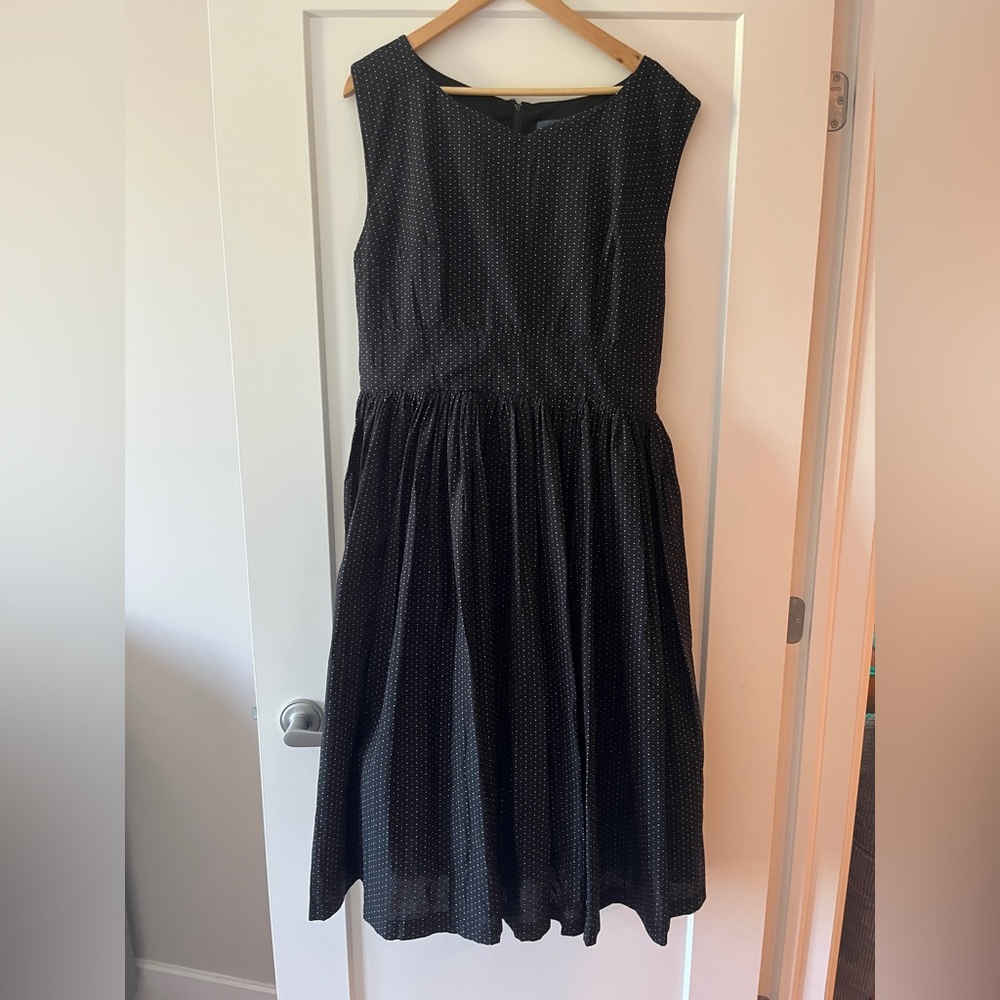 Modcloth Black Midi Dress with Polka Dots